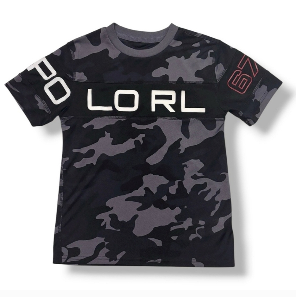 POLO RALPH LAUREN Black & Grey Camouflage 6-7 Active Top